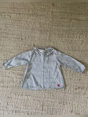 Girls' Long-Sleeve Floral Hoodie Top - White with Multicolor Print